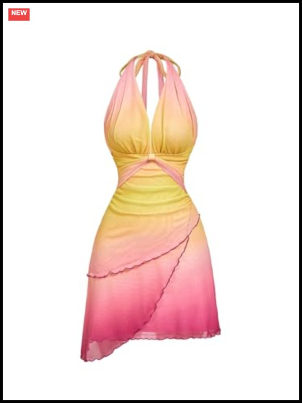 Halter Mini Sunset Dress Ombre Beach Summer Backless Deep V-Neck